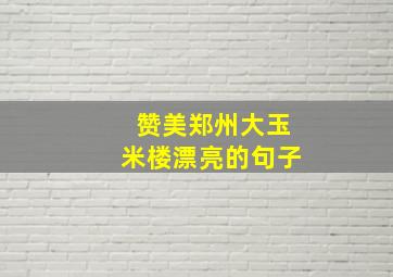 赞美郑州大玉米楼漂亮的句子