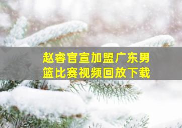 赵睿官宣加盟广东男篮比赛视频回放下载