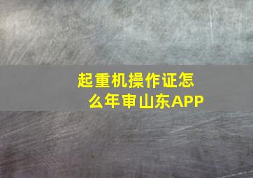 起重机操作证怎么年审山东APP