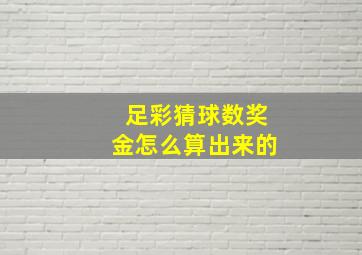 足彩猜球数奖金怎么算出来的