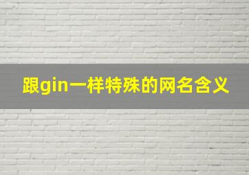 跟gin一样特殊的网名含义