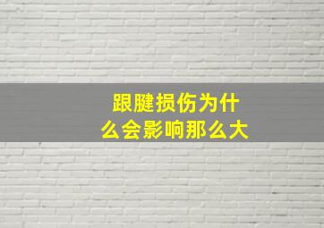 跟腱损伤为什么会影响那么大