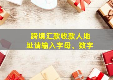 跨境汇款收款人地址请输入字母、数字