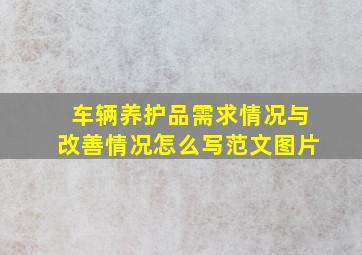 车辆养护品需求情况与改善情况怎么写范文图片