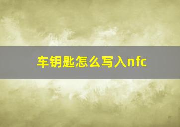 车钥匙怎么写入nfc