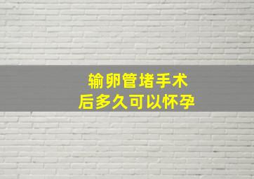 输卵管堵手术后多久可以怀孕