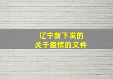 辽宁新下发的关于疫情的文件