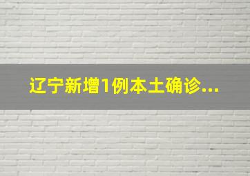 辽宁新增1例本土确诊...