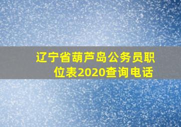 辽宁省葫芦岛公务员职位表2020查询电话