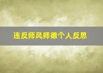 违反师风师德个人反思