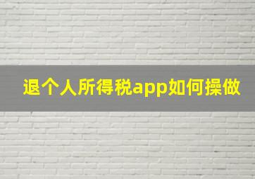 退个人所得税app如何操做