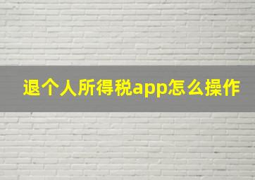 退个人所得税app怎么操作