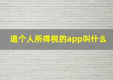 退个人所得税的app叫什么