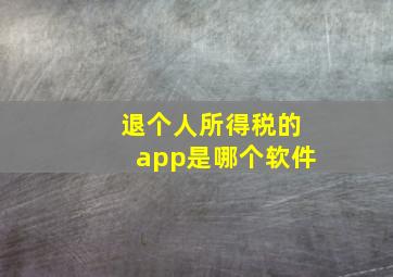 退个人所得税的app是哪个软件