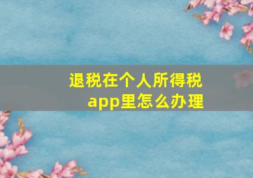 退税在个人所得税app里怎么办理