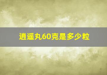 逍遥丸60克是多少粒