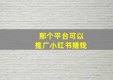 那个平台可以推广小红书赚钱