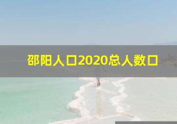 邵阳人口2020总人数口