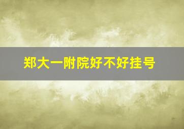 郑大一附院好不好挂号