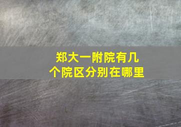 郑大一附院有几个院区分别在哪里