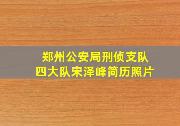 郑州公安局刑侦支队四大队宋泽峰简历照片