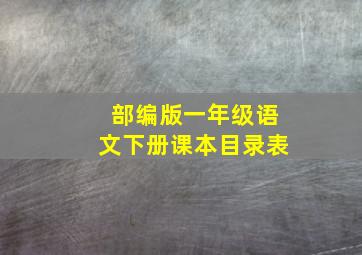 部编版一年级语文下册课本目录表