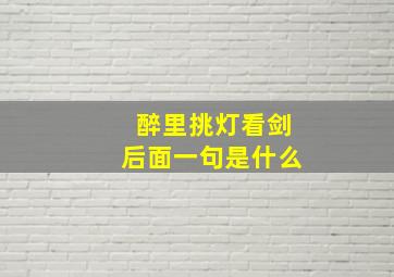 醉里挑灯看剑后面一句是什么