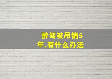 醉驾被吊销5年.有什么办法