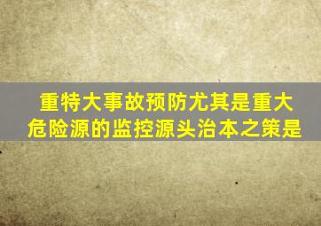 重特大事故预防尤其是重大危险源的监控源头治本之策是