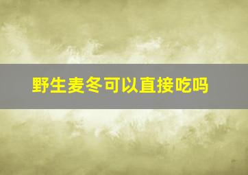 野生麦冬可以直接吃吗