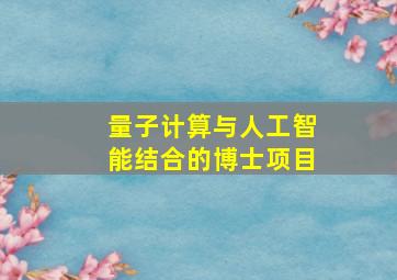 量子计算与人工智能结合的博士项目