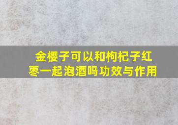 金樱子可以和枸杞子红枣一起泡酒吗功效与作用