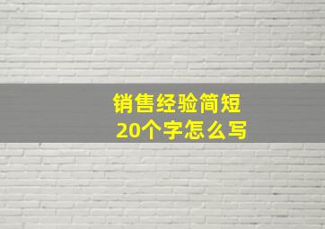 销售经验简短20个字怎么写