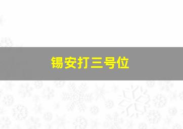 锡安打三号位