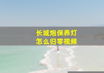 长城炮保养灯怎么归零视频