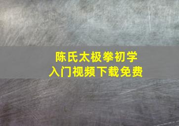 陈氏太极拳初学入门视频下载免费