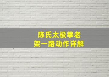 陈氏太极拳老架一路动作详解