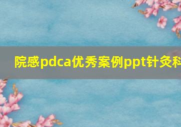 院感pdca优秀案例ppt针灸科