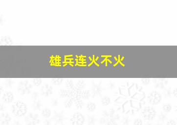 雄兵连火不火