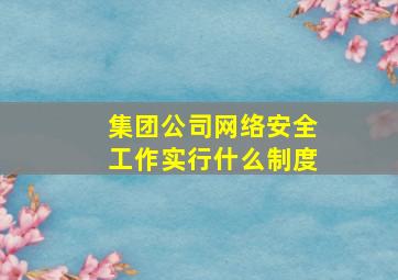 集团公司网络安全工作实行什么制度