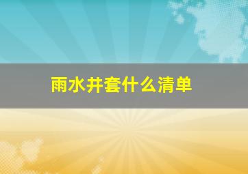 雨水井套什么清单