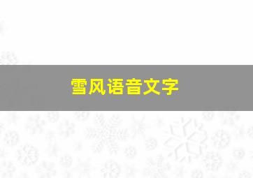 雪风语音文字