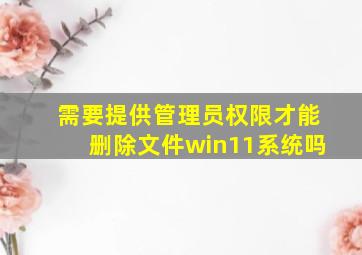 需要提供管理员权限才能删除文件win11系统吗