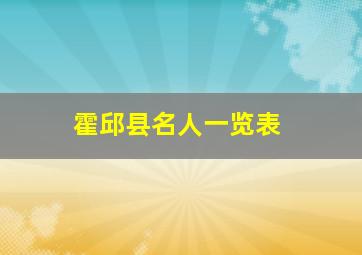 霍邱县名人一览表