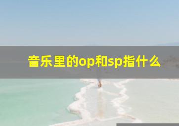 音乐里的op和sp指什么