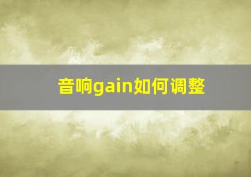 音响gain如何调整