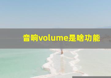 音响volume是啥功能