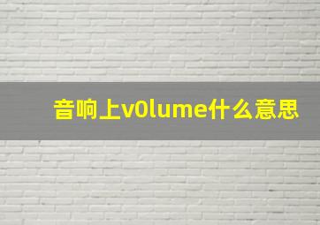 音响上v0lume什么意思