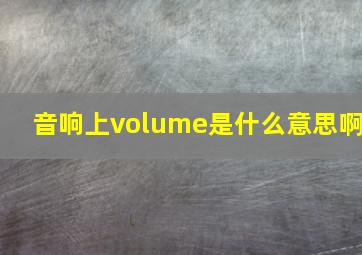 音响上volume是什么意思啊