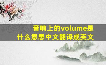 音响上的volume是什么意思中文翻译成英文